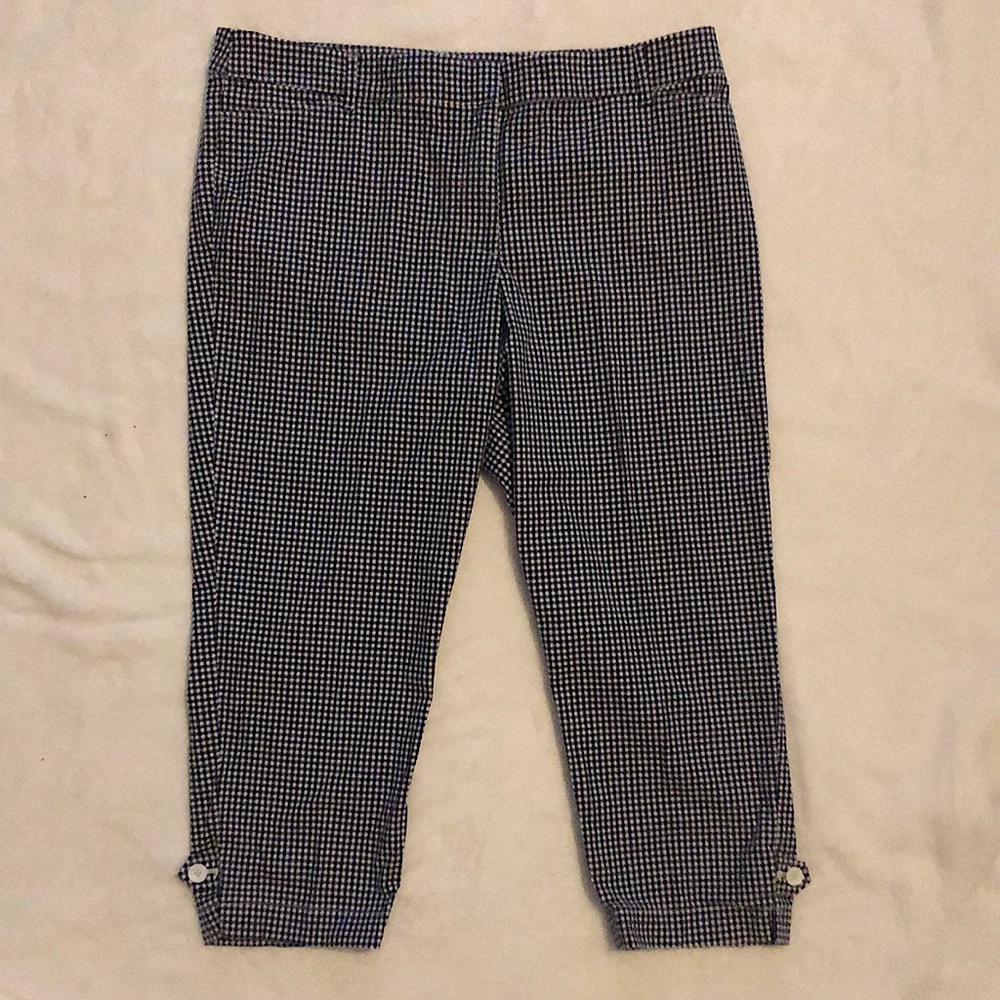 Talbots navy gingham capris sz 14